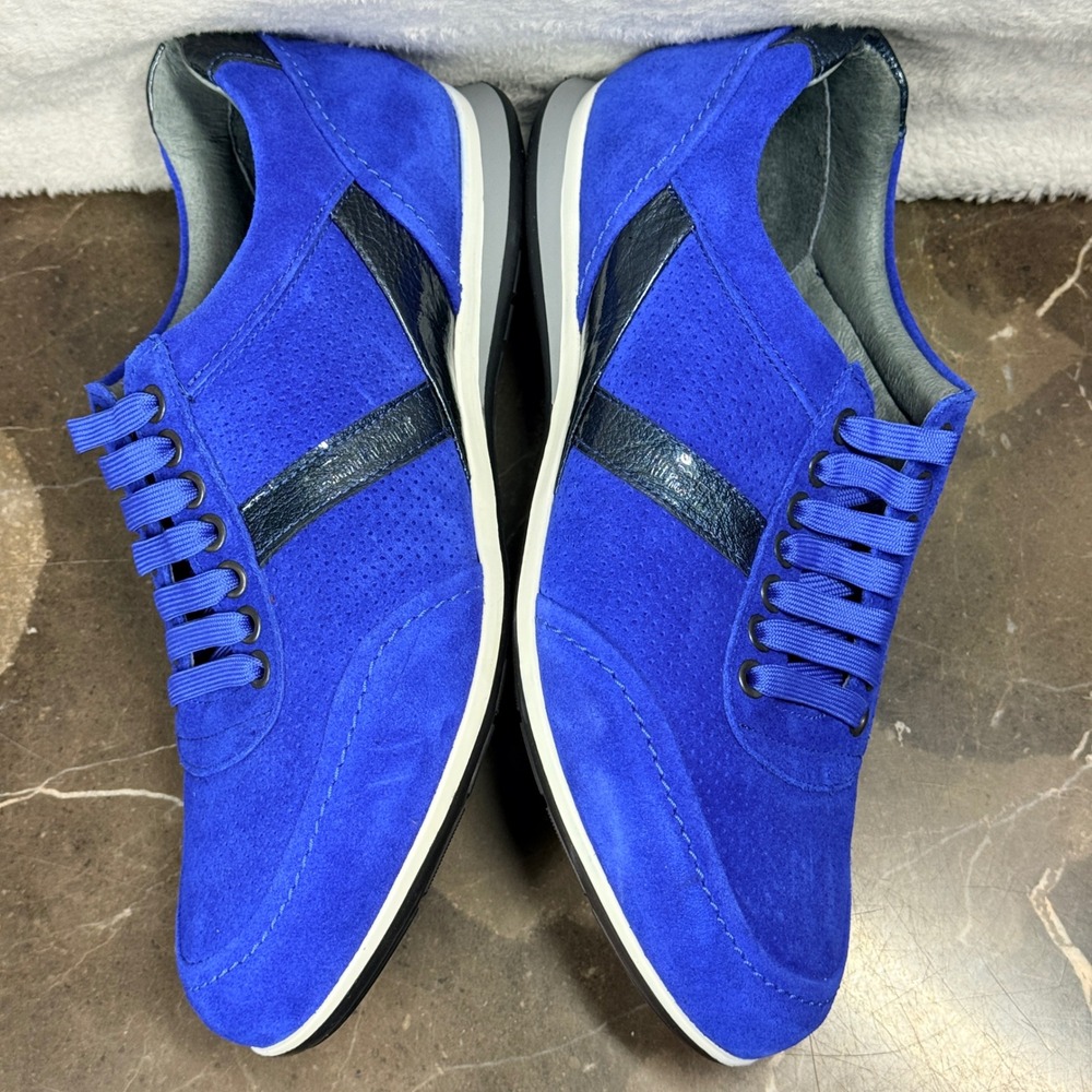 CR7 Cristiano Ronaldo Sneakers Mens 42 Blue Suede Perforated Portugal Luxury - Picture 5 of 10